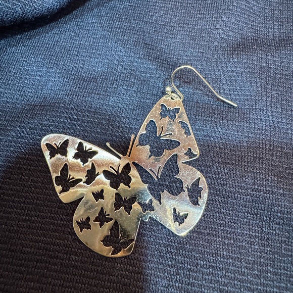 NEW nOir NYC Earrings 2 prs Gold Butterflies & Black Fabric Flowers Set - Picture 3 of 8